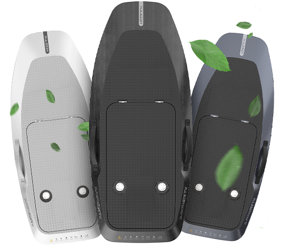 Prancha de eFoil com seus componentes